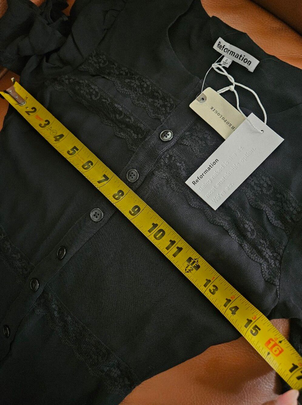 Reformation Woodson Dress Black Lace Button Front Midi Size 0 NWT - Picture 7 of 9